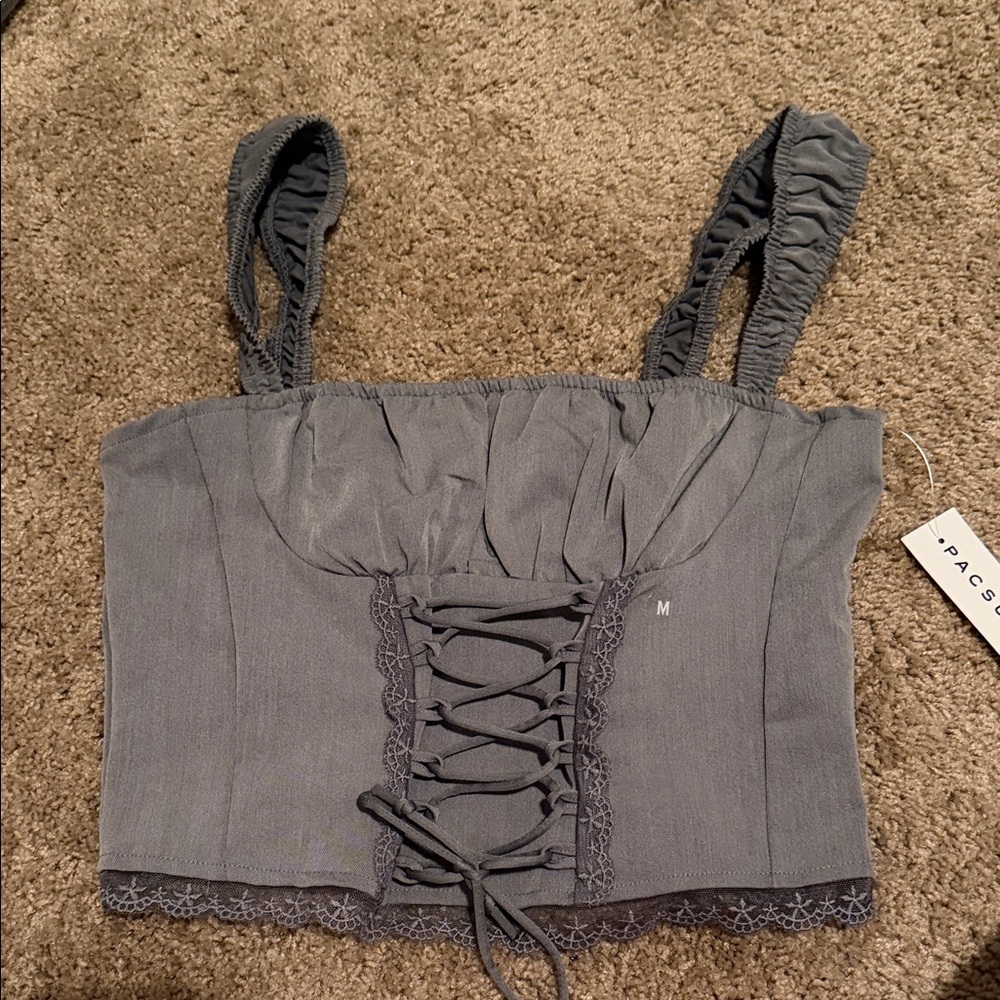 PacSun Charcoal Lace-Up Corset Top 🧡